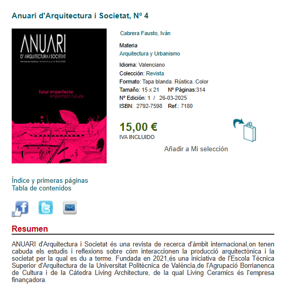 PoliPapers's tweet photo. 📐ANUARI d'Arquitectura i Societat núm. 4 – Ja disponible en paper!📖

La revista té un compromís amb el progrés i la comunitat, promovent el diàleg per fomentar la recerca i el desenvolupament de l'arquitectura, l'urbanisme i el disseny.

➡️https://t.co/42o0U6yC1e

#ANUARI_edUPV https://t.co/XPIXHAx5Nw