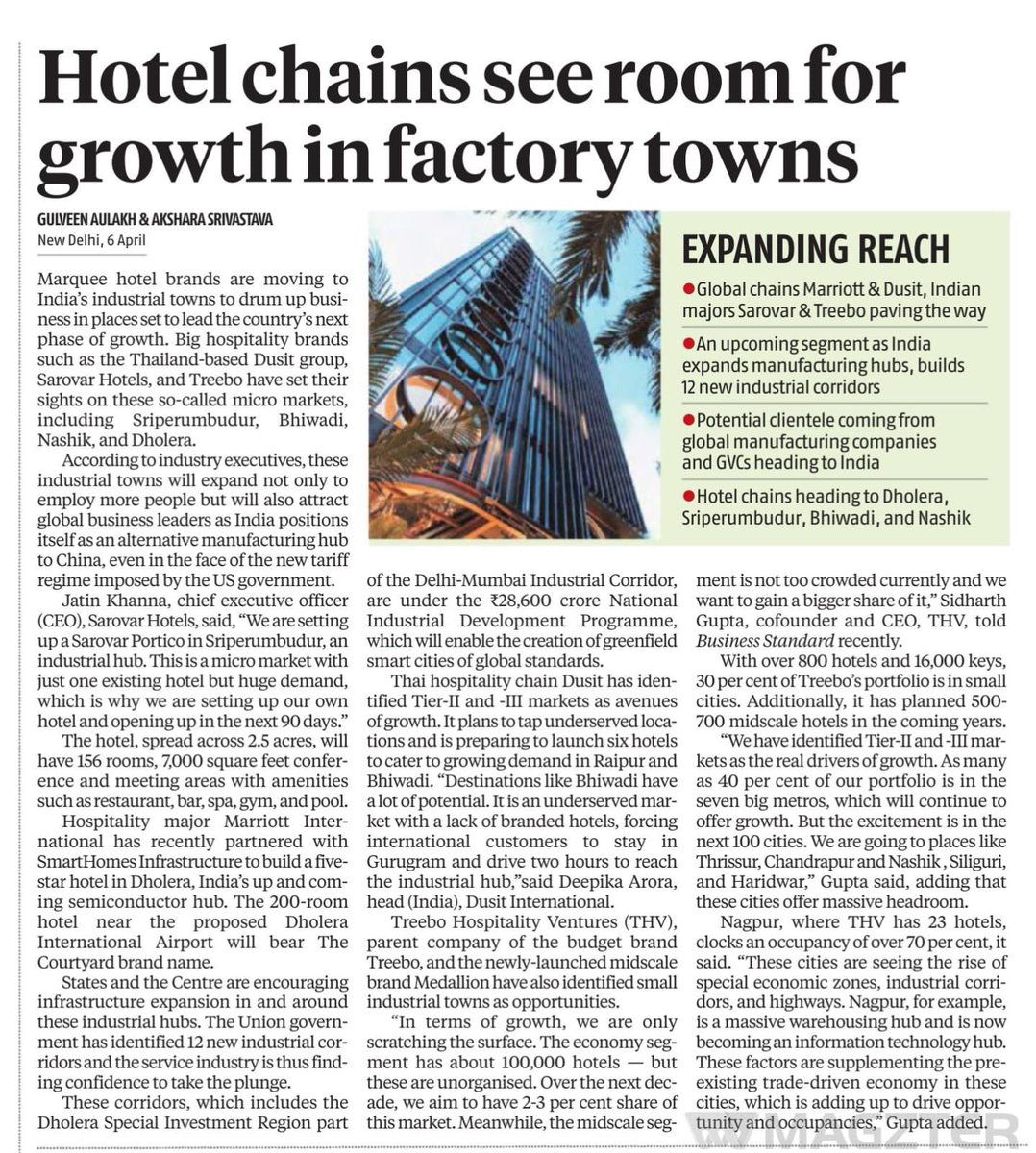 Sarovar_Hotels's tweet photo. In today’s Business Standard, our CEO, Mr. Jatin Khanna, shares how we’re tapping into high-potential micro markets like Sriperumbudur and Bhiwadi- where hospitality demand is rising with industrial growth.
#SarovarHotels #BusinessStandard #Hospitality #HotelDevelopment https://t.co/bOcPIdcGsa