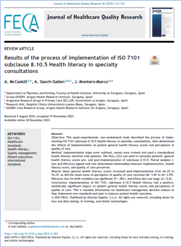 JHealthQualityR's tweet photo. 📰 Results of the process of implementation of ISO 7101 subclause 8.10.5 Health literacy...
✏️Review by A McCaskill et al in  the @JHealthQualityR #RevistaSECA #JHQR
👉 https://t.co/TyG9Ze34ht
✅ #QualityHealthcare #ISO7101 #HealthcareStandards #HealthLiteracy  #PatientEducation https://t.co/1pxtiESObl