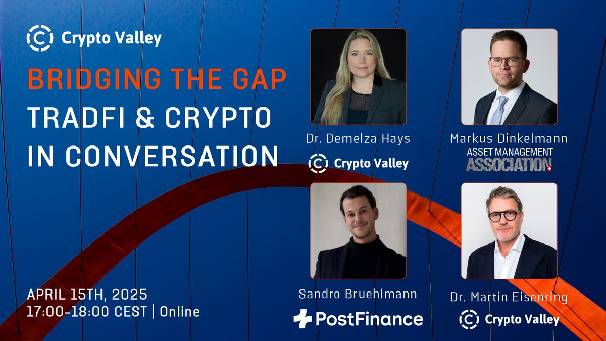 Can traditional finance and crypto truly work together? 🤝 Hosted by  @CryptoPhD and Dr. Martin Eisenring, the session brings together Sandro  Brühlmann (@PostFinanc) and Markus Dinkelmann (Asset Management Association  Switzerland) to talk