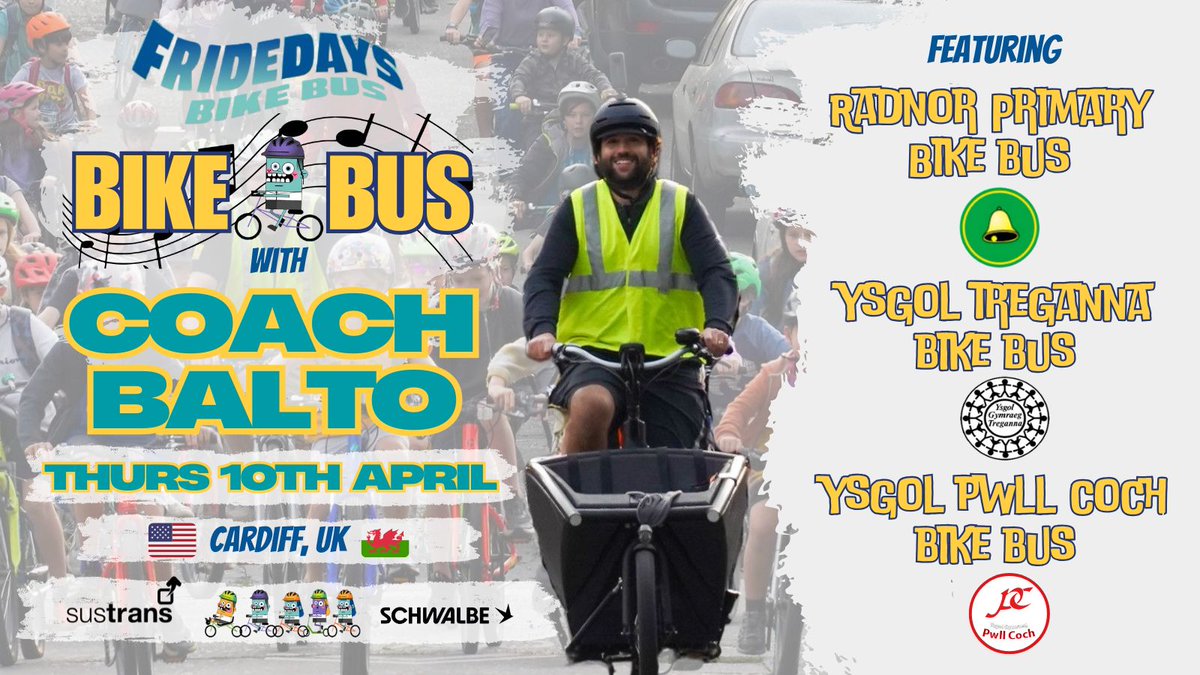 Hamish Belding (@bikewalkscoot) on Twitter photo YES YES YES! Thrilled that <a href="/CoachBalto/">Sam Balto</a>, CEO <a href="/BikeBusWorld/">Bike Bus World</a>, will be joining BIGGEST EVER <a href="/fridedaysbb/">FRideDays Bike Bus</a> #BikeBus in #Cardiff alongside 250+ members of #BikeBus community for the journey to school! It's not a moment - it's a movement! 🇺🇸🚲🌍🎶🤩🏴🙌 #FridayWeCycle YES YES YES! Thrilled that <a href="/CoachBalto/">Sam Balto</a>, CEO <a href="/BikeBusWorld/">Bike Bus World</a>, will be joining BIGGEST EVER <a href="/fridedaysbb/">FRideDays Bike Bus</a> #BikeBus in #Cardiff alongside 250+ members of #BikeBus community for the journey to school! It's not a moment - it's a movement! 🇺🇸🚲🌍🎶🤩🏴🙌 #FridayWeCycle