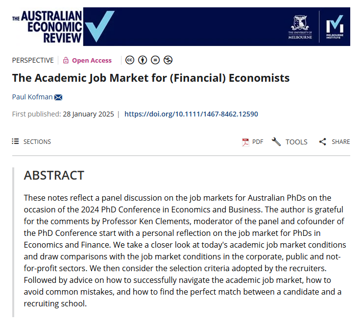 Are you considering an academic career as a Financial #Economist?

Get Dean Kofman’s advice on how to ‘Survive and Succeed’ - develop new pathways to your desired career today: onlinelibrary.wiley.com/doi/10.1111/14…

#phdlife #phd #academicjourney #Economics #Finance #careersuccess