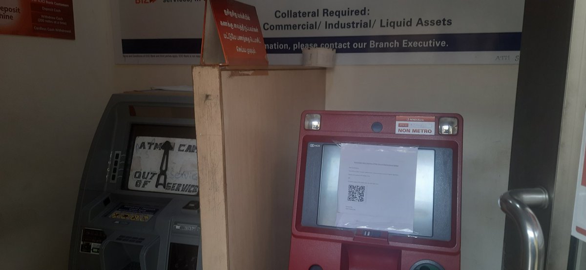 sankarsingh3's tweet image. Why ICICI BANK fails. This ATM is not working last two days. If people with draw then they would charge as well. And they don't keep their system functioning and it's not first time though.  @ICICIBank @RBI @nsitharaman it's across the states