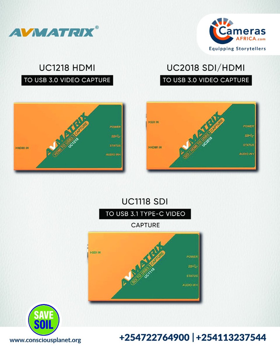 CamerasAfrica's tweet image. Upgrade your streaming setup with AVMATRIX video capture devices! 🎥The UC2018 (SDI/HDMI - USB 3.0), UC1218 (HDMI - USB 3.0) &amp;amp; UC1118 (SDI - USB-C) offer seamless 4K capture for pro-quality live production, gaming &amp;amp; webinars. #AVMATRIX #4KCapture #Streaming #CamerasAfrica #ProAV