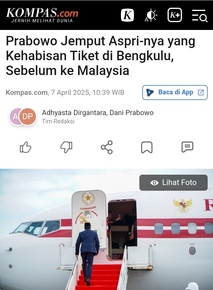 Laki laki tidak bercerita. Tau tau jemput Aspri pakai pesawat Indonesia 😂😂😂 

Efisiensi OMON OMON.