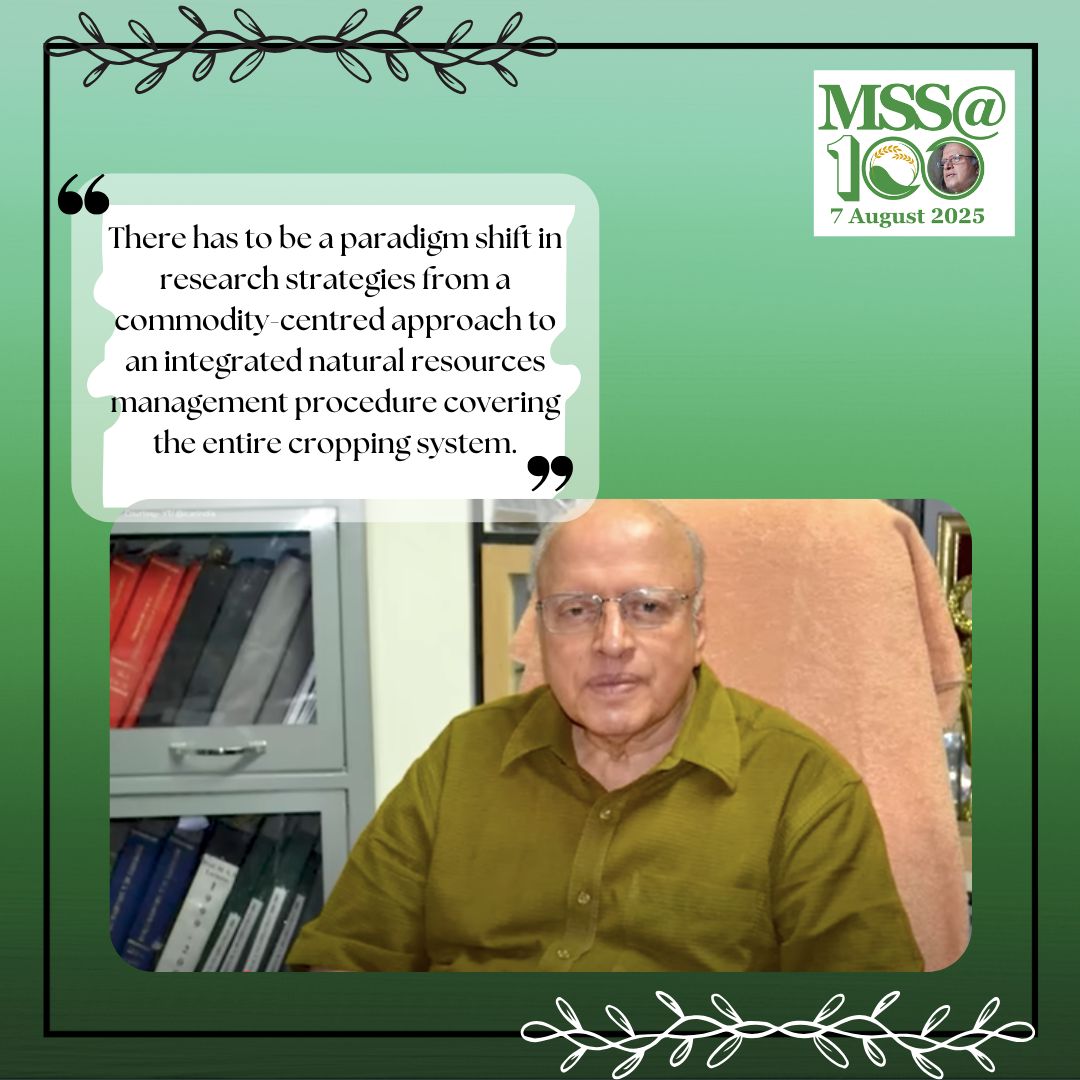 #MondayMotivation #MSS100
In his tribute to MSS <a href="/reviewagrarian/">Review of Agrarian Studies</a>, Bruce Alberts <a href="/UofCalifornia/">University of California</a> talks about how MSS improved international science <a href="/theNASciences/">National Academy of Sciences</a> &amp; recalls his "Evergreen Revolution" vision for global sustainability requiring a paradigm shift in #research strategies
