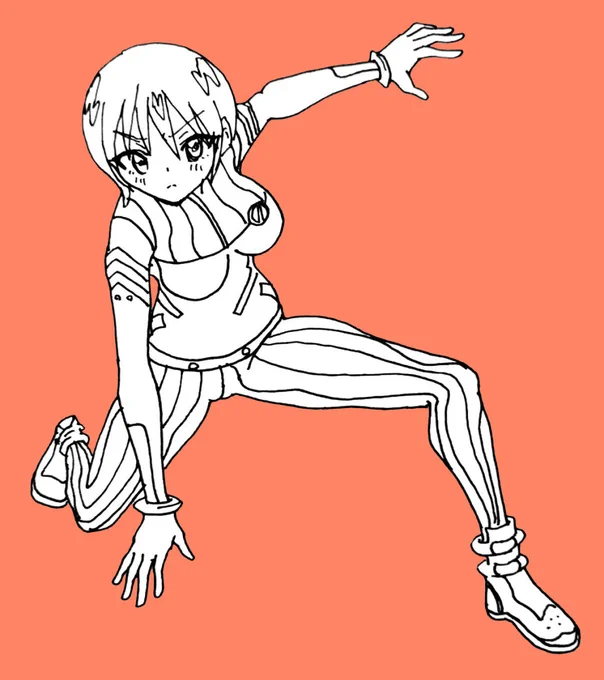 #1日1絵(模写あり)Ⅴ 107/365    ヒーロー着地のマチュ  #マチュ #ジークアクス 