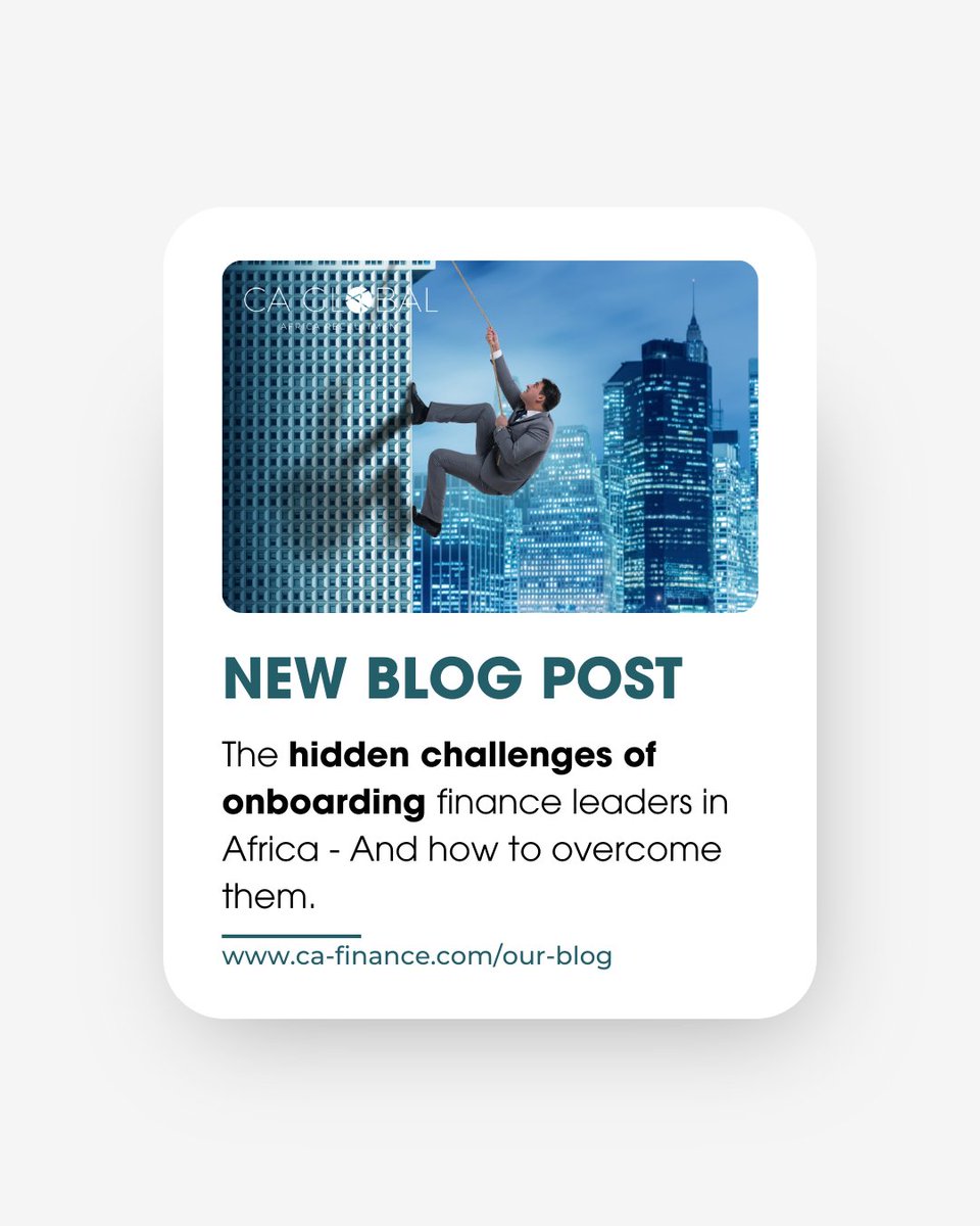 CAGlobal_Jobs's tweet image. The Challenges of Onboarding Top Finance Talent in Africa and How CA Global Finance Addresses Them

🔗ca-finance.com/the-challenges… 

#FinanceRecruitment #HiringTrends #FinanceBlog #FintechRecruitment