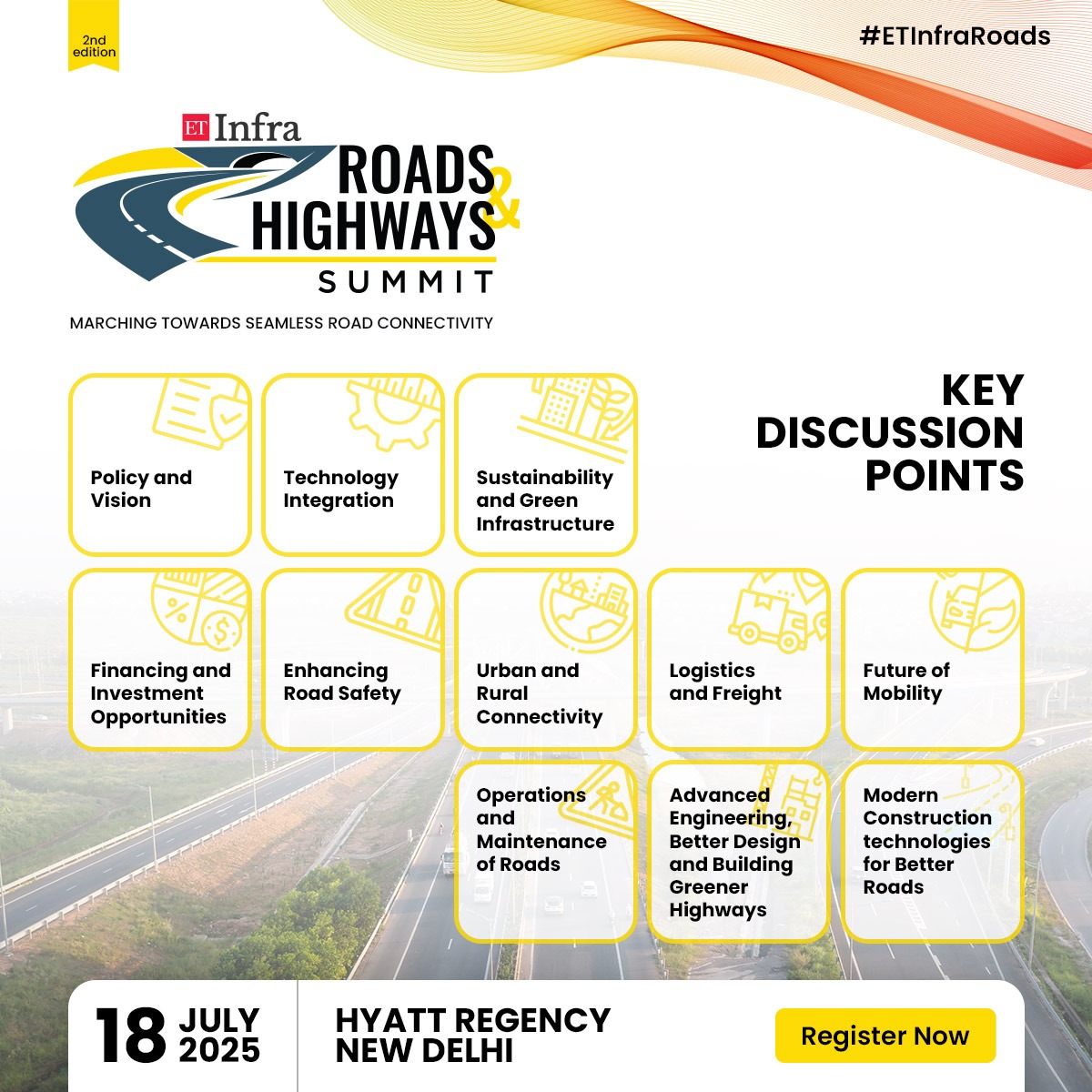 ET_Infra's tweet image. 🛣️ Where Ideas Meet Innovation – ET Infra Roads &amp;amp; Highways Summit 2025 

📅 18th July, 2025
📍 New Delhi

Register Now: bit.ly/3Fmhfch

#ETInfraRoads #RoadInfrastructure #HighwaysDevelopment #SmartMobility