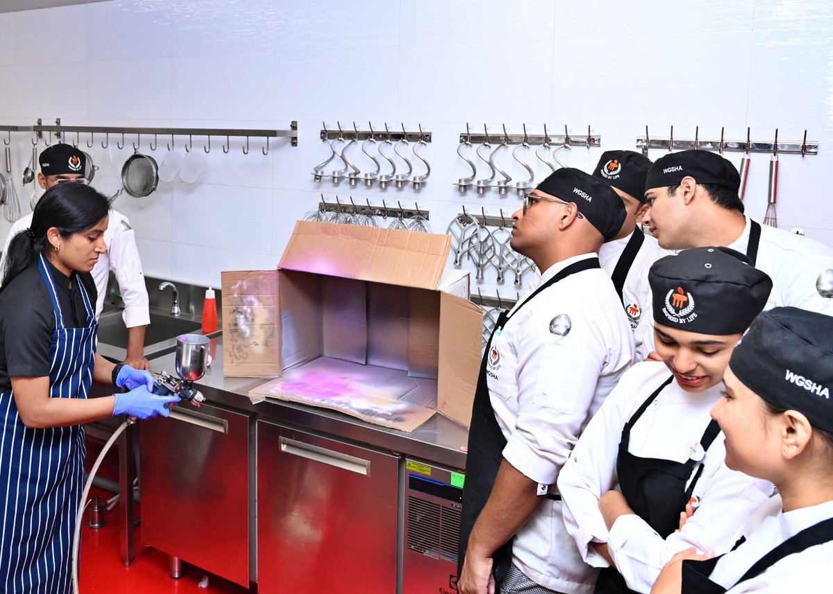WManipal's tweet image. WGSHA organised the chocolate and pastry workshop for the students of 12th Course B.A. (Culinary Arts) by our distinguished alumna, Chef Nandheetha Varadaraj.
#expertworkshop #culinary #hospitality #pastryworkshop #chocolate #wgsha #mahe #manipal #culinaryschool #culinaryskills
