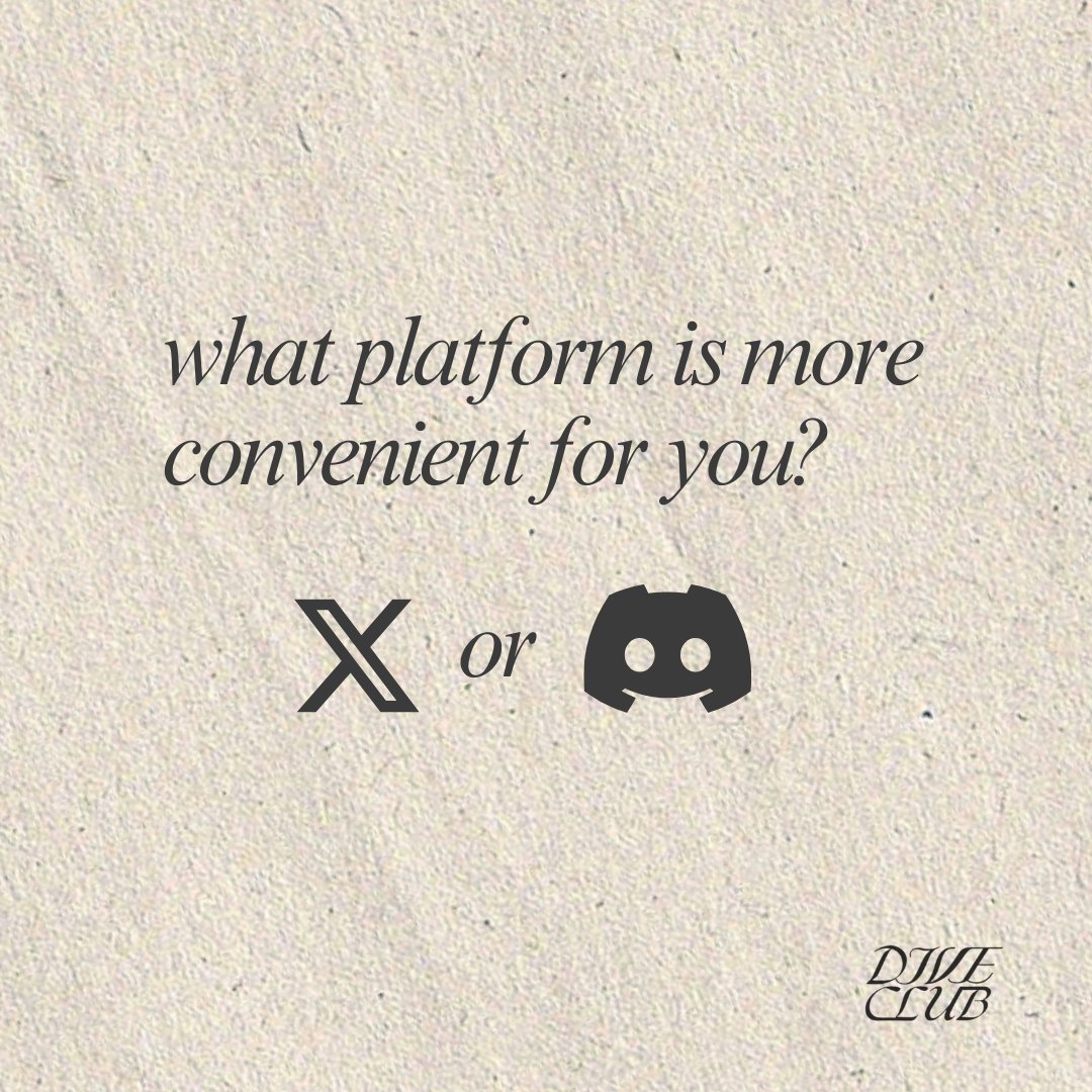DIVEclb's tweet photo. Q : what platform is more convenient for you?
•X(Twitter) or •DISCORD
👤 : why are you asking us?
— It is because we will make a huge group chat for dives called ‘DIVE CLUB’ for us to communicate !✨
#IVE #아이브 #DIVECLUB https://t.co/LVIS9Ok9lr