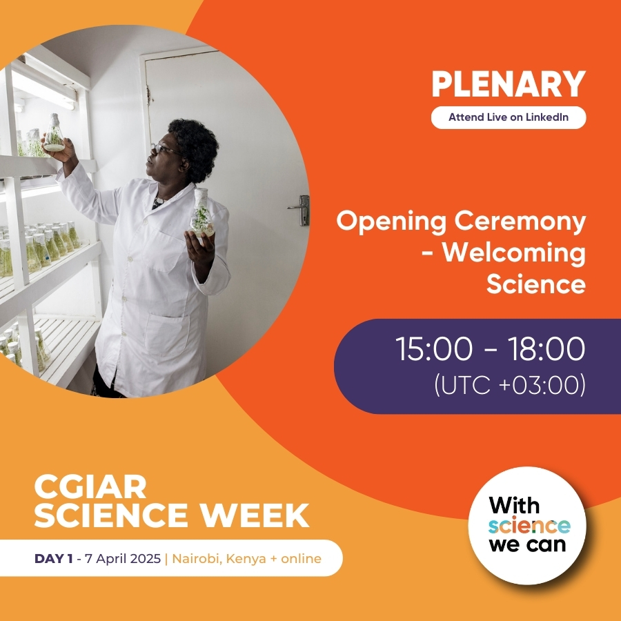 CGIAR's tweet photo. 🌍 Day 1 of #CGIARScienceWeek kicks off today!

If you can't join us on-site, you can still follow full day 1 program schedule online. 
Each session has a livestream – check them out on 👉 https://t.co/CGZuu1X0TP

 #OneCGIAR #WithScienceWeCan https://t.co/6hBqT9ksVi
