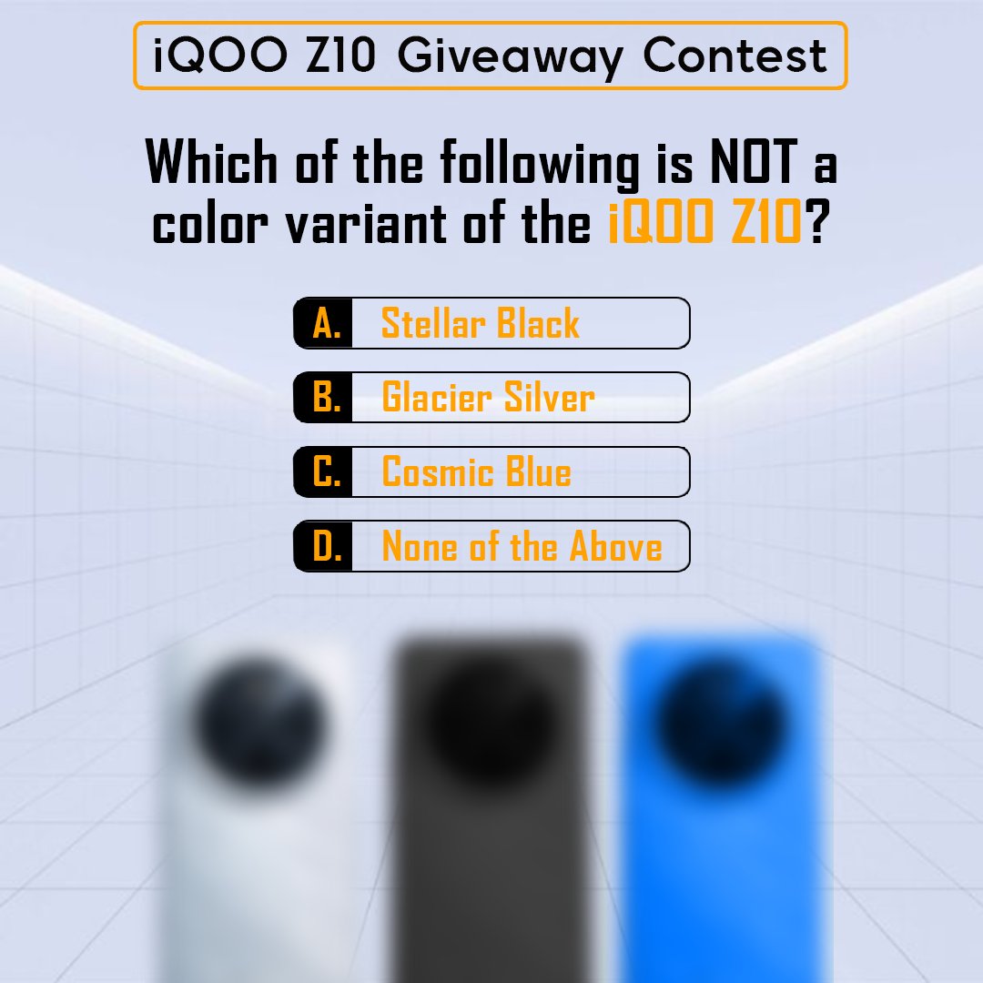 #iQOOZ10 Giveaway Alert 🚨

1️⃣- Answer The Question, tag 3 friends and retweet.
2️⃣- Follow iqoocommunityind on instagram.
3️⃣- Follow the tagged Mods 
Read this thread for all the steps and details  - community.iqoo.com/in/thread/88783

#FullyLoadedForMegaTaskers #iQOOZ10