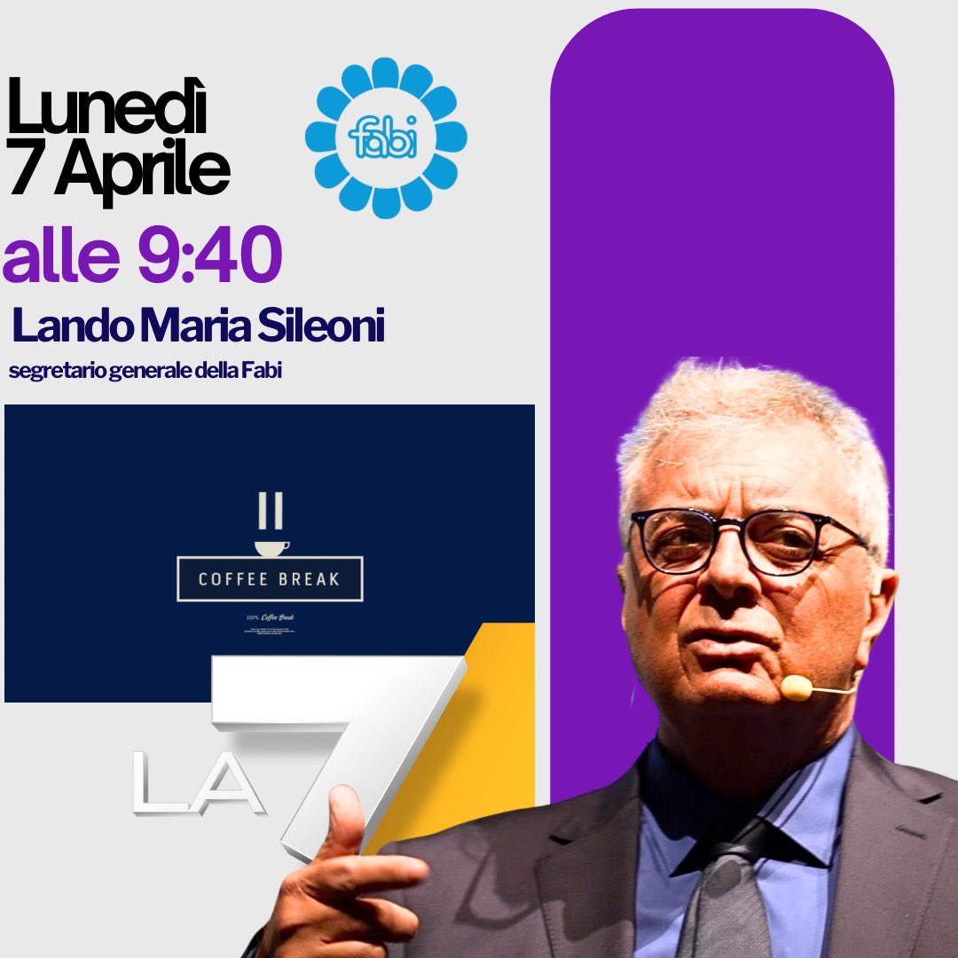 📌Stamattina, alle 9:40, il segretario generale della Fabi a Coffee Break La7