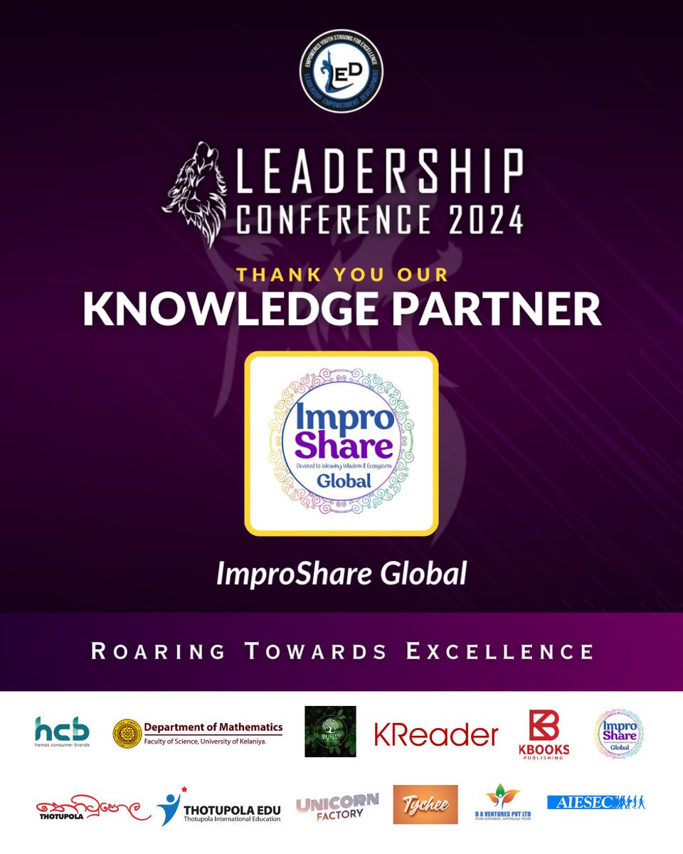 ledkln's tweet image. We are grateful to ImproShare Global for joining as the Official Knowledge Partner for Leadership Conference 2024!

FB: facebook.com/share/14fKvUdw…
IG: instagram.com/improshareglob…  
LinkedIn: linkedin.com/posts/improsha…
Web: improshareglobal.com

#ImproShareGlobal  
#LC2024_LEDKLN  
#UOK