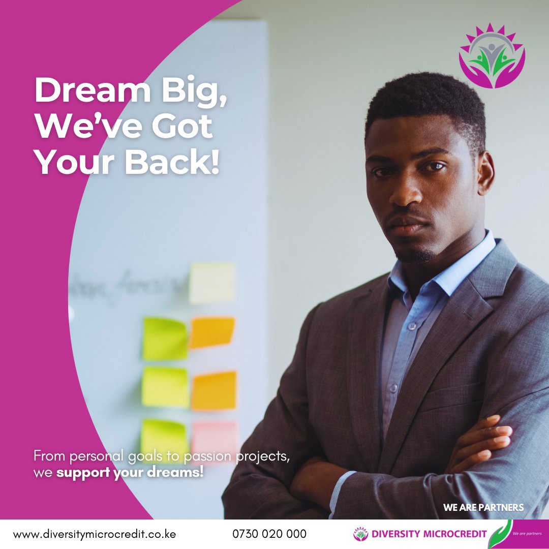 DiversityMC_KE's tweet image. Sometimes, pursuing your dreams requires a little financial boost. With our flexible financing options, you can take on new opportunities without worry. Discover more: diversitymicrocredit.co.ke
#FlexibleFinancing #PersonalProjects #DreamBig #FinancialSupport #DiversityMicrocredit