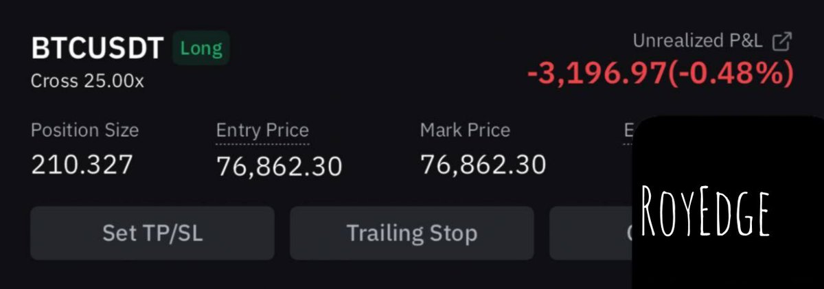 RoyEdgeT's tweet photo. #BTC USDT Scalping long setup
Entries : 76860-75500
Goal:
77500
78500
79500
80500
82500
85500
S.L : 72500
#PremiumSignal https://t.co/A4EJE6BoJX