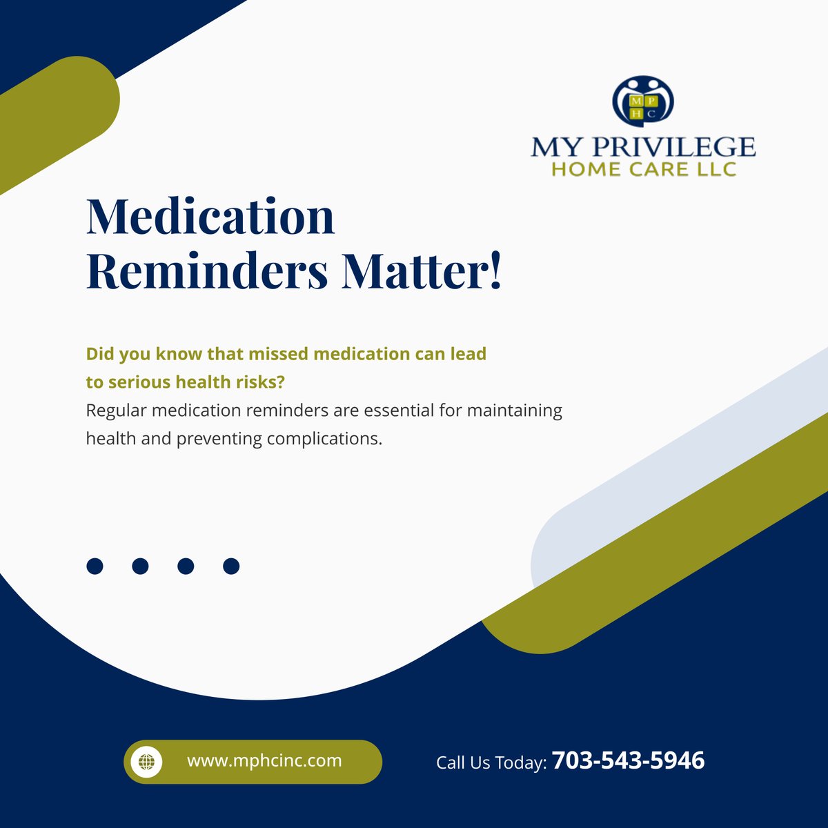 myprivilegehc's tweet image. Medication management is crucial for health. Our reminder services ensure that your loved ones stay on track with their prescriptions. 

#HomeCare #FairfaxVA #MedicationReminders