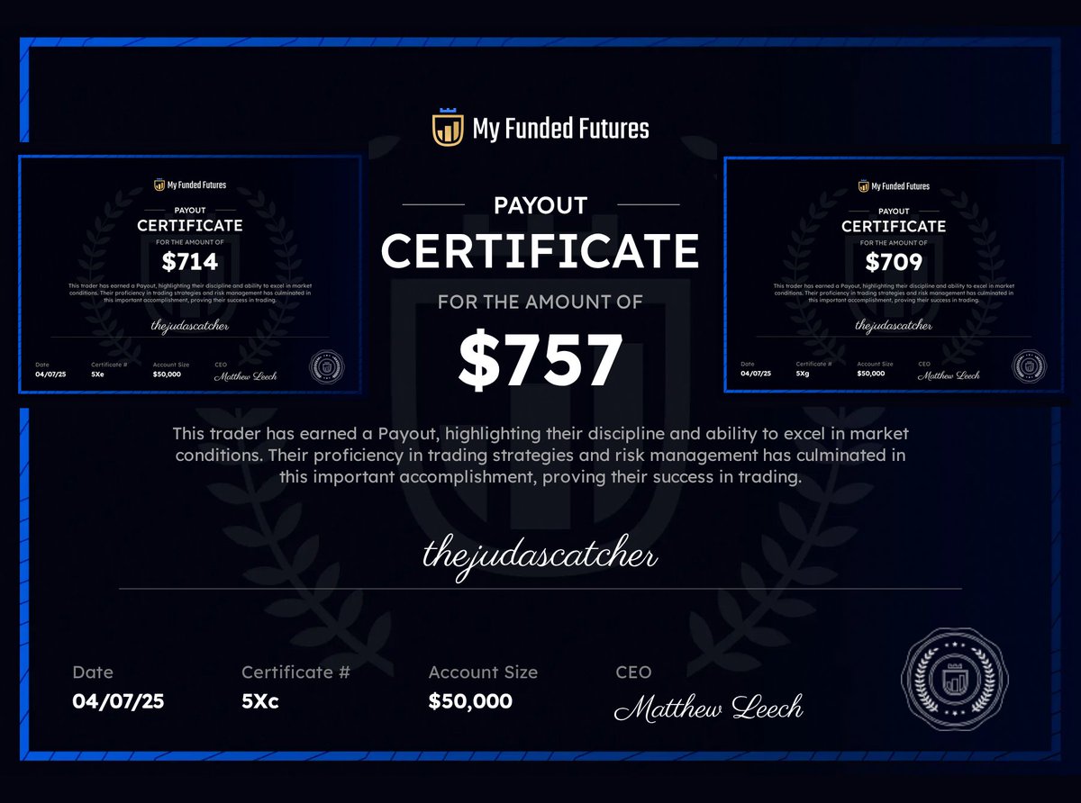 714+757+709 = 2180$ Payout from MFFU for my first Payout ever with them 🖤