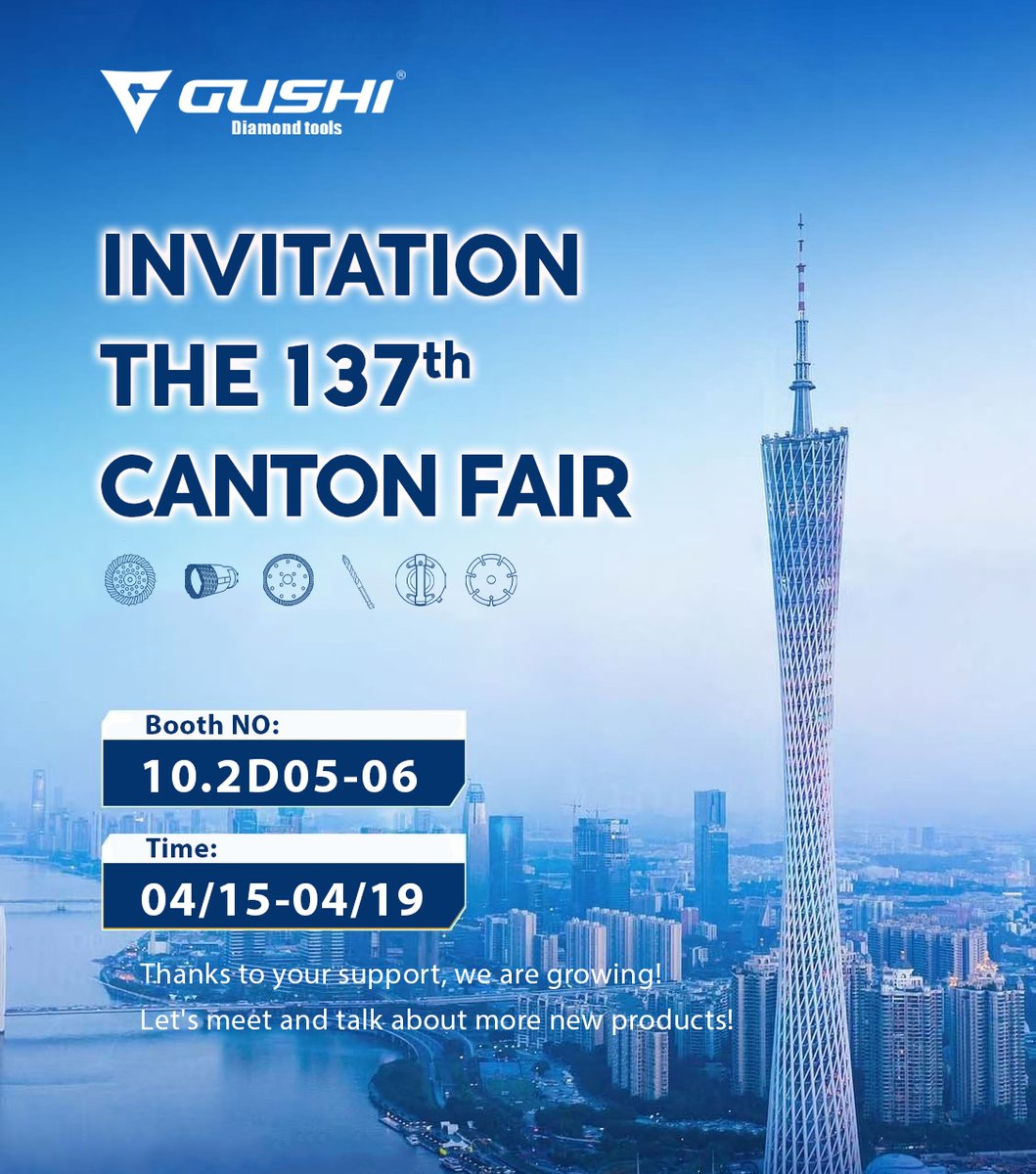 ToolsGushi's tweet image. The 137th CANTON FAIR Will Open In One WEEK! GUSHI TOOLS At 10.2 D05-06 Booth!

Location: Guangzhou, China
Date: 2025.4.15-2025.4.19
Booth No: 10.2 D05-06
Looking Forward To Your Arrival! 👏👏
#gushitools #diamondtools #tiletools #tilingtools #cantonfair2025 #cantonfair