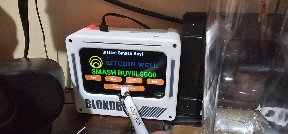 blokdbit's tweet photo. BTC keeps dumping — and mid-design session, we catch it instantly on the BlokdBit Pulse.
Price at a glance. No noise. No delay.
Grabbed the stylus from @PantiesBitcoin and SMASHED the Buy button.
The UI’s still evolving — but the signal is loud.
#BLOKDBIT #Bitcoin #SmashBuy https://t.co/9rkYt8DPoE