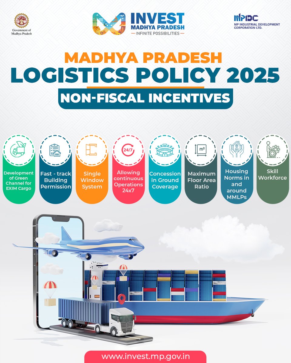 Building the Backbone of Tomorrow's Logistics

With a focus on seamless operations, regulatory ease, and optimized infrastructure, the Madhya Pradesh Logistics Policy 2025 is set to strengthen the logistics ecosystem — driving efficiency, enhancing global connectivity, and
