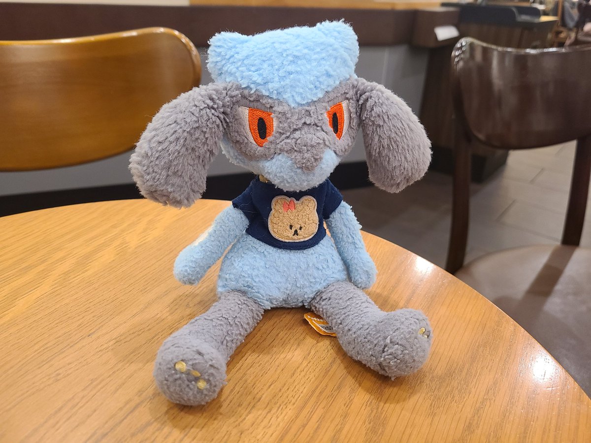 こんなにすましてるけど隣のテーブルから「ルカリオだ」って聞こえたね、りおる