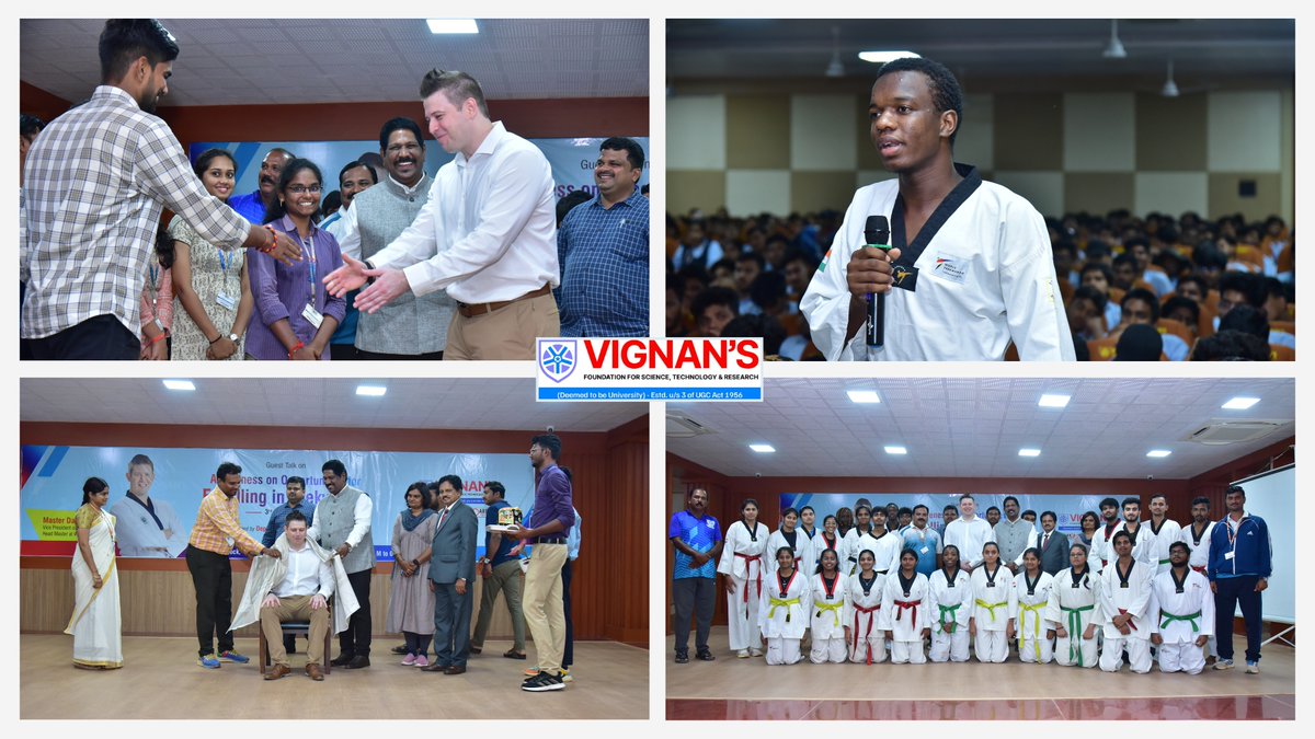 🥋 Kicking Goals On and Off the Mat! 🌟
Vignan’s Dept. of Physical Education hosted an inspiring talk on “Excelling in Taekwondo” with Master Daniel Giess, VP of WCTA USA.