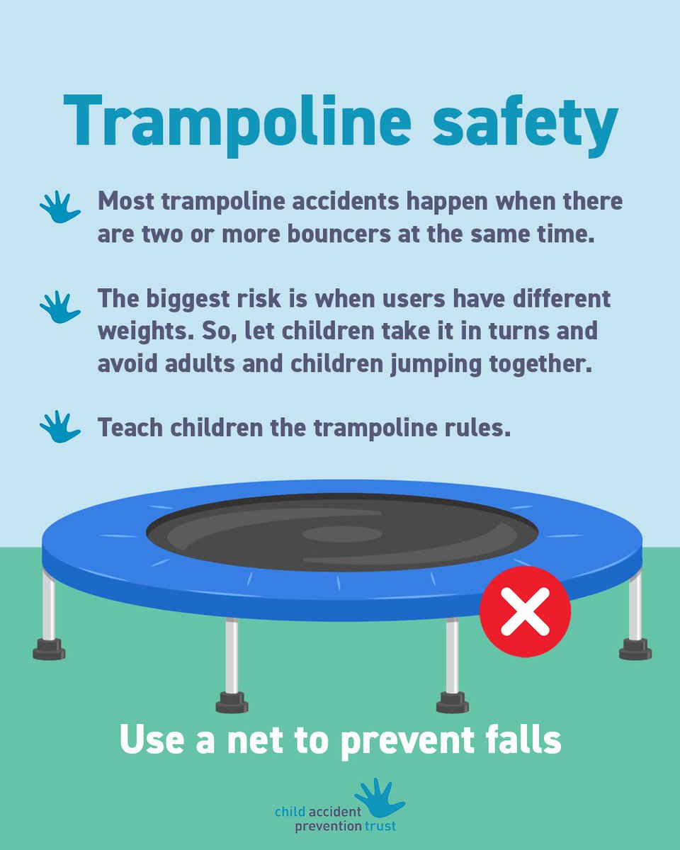 Trampolines are great fun and fantastic for burning energy. But please do what you can to use them safely.

Discover more top tips for making your garden a safer place to play: capt.org.uk/garden-safety/ 

#ChildSafety #GardenSafety