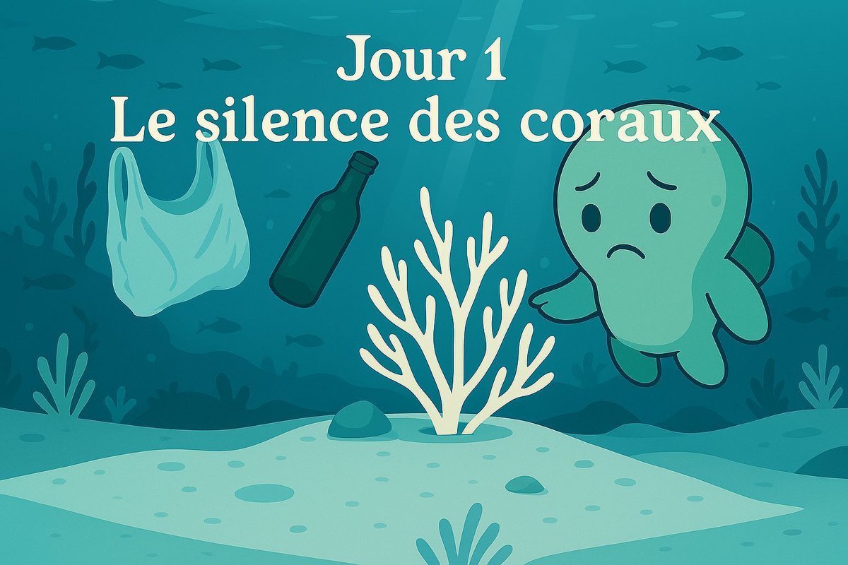 Bloopopolis's tweet photo. 🪸 Jour 1 – Le silence des coraux

Un Bloop Gardien survole une zone de récifs coralliens autrefois vivante, aujourd’hui blanchie.

Le phénomène est bien connu des chercheurs : lorsque la température de l’eau dépasse 30°C, les coraux expulsent leurs algues symbiotiques (zooxanthelles), perdent leur couleur et finissent par mourir.

Ce que le Bloop observe, ce n’est pas un cas isolé. C’est la nouvelle norme dans plusieurs régions du globe. 
À cela s’ajoutent des plastiques en suspension, des crèmes solaires non biodégradables et des eaux usées chargées en nitrates.

Selon toi, parmi les menaces suivantes, laquelle est aujourd’hui la plus urgente à traiter et pourquoi ?

🫧 Réchauffement des océans.
🫧 Pollution plastique.
🫧 Pollution chimique côtière.

Suggestions de Bloopopolis :

- Sensibiliser les touristes sur les zones de coraux fragiles et l’impact du contact ou du piétinement.
- Adopter et promouvoir des crèmes solaires éco-certifiées (sans oxybenzone ni octinoxate).
- Encourager les collectivités locales à installer des stations de traitement des eaux grises plus efficaces.
- S’impliquer dans des programmes de restauration corallienne (coral gardening).

#AppelDuKraken #Bloopopolis #GreenBloop