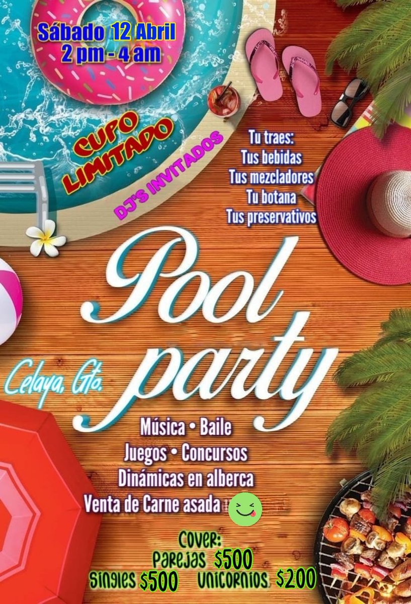 🍍 Empezó la temporada de calor y con ellos viene la primer alberca da del año, listos para pasar más de 12 horas de diversión y mucho sexo❓😈🔥
Reserva ya no te quedes sin lugar‼️