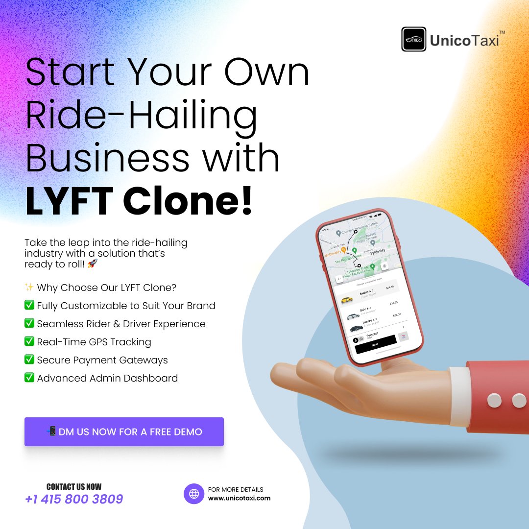 unico_taxi's tweet photo. Need a #Uber alternative? 

Our #LyftClone app is here! Create your own ride-hailing service with our customizable &amp; user-friendly solution. 

https://t.co/MHfjfc0rh7

#RideHailing #uberalternative #ondemandtaxiapp #lyftclonescript #uberclone #unicotaxi #taxidispatchsoftware https://t.co/iiNQrg8kYA