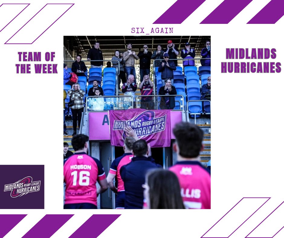 The Votes have been counted

<a href="/Six_Again/">Six_Again</a> Men's Team of The Week are

<a href="/HurricanesRLFC/">Midlands Hurricanes RLFC</a>

An Outstanding effort at home yesterday with a 46-12 win

This fantastic display made it 4 wins out of 5 this season in the league &amp; moved them to top of League 1

👏

📷 courtesy of <a href="/andyshaw16/">andy shaw</a>