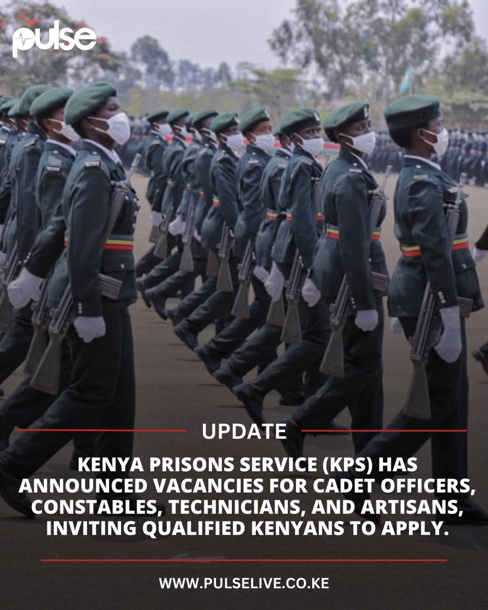 PulseLiveKenya's tweet image. KPS has opened applications for cadet officers, constables, technicians, and artisans, inviting qualified Kenyans to apply as announced on Monday, April 7.
#PulseNews #PulseUpdateMe