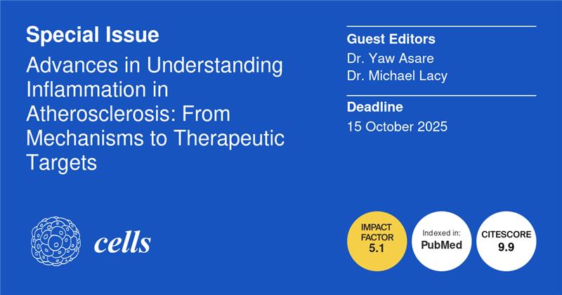 Cells MDPI (@cells_mdpi) on Twitter photo ๐Call for Papers ๐
๐ Special Issue: Advances in Understanding Inflammation in Atherosclerosis: From Mechanisms to Therapeutic Targets
๐จโ๐ฌ Guest Editors: Dr. <a href="/Y_Asare_/">Yaw Asare</a> and Dr. Michael Lacy
๐
mdpi.com/journal/cells/โฆ
We are excited to receive your submissions!
#cells_mdpi ๐Call for Papers ๐
๐ Special Issue: Advances in Understanding Inflammation in Atherosclerosis: From Mechanisms to Therapeutic Targets
๐จโ๐ฌ Guest Editors: Dr. <a href="/Y_Asare_/">Yaw Asare</a> and Dr. Michael Lacy
๐
mdpi.com/journal/cells/โฆ
We are excited to receive your submissions!
#cells_mdpi
