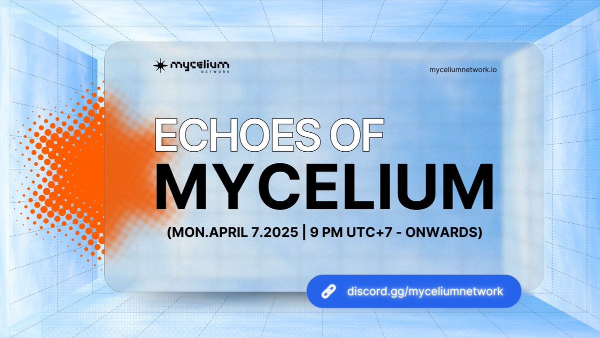 &lt;Echoes of Mycelium&gt;

Ready to talk? Come join us on our Discord hangout with the internal team. We’ll be talking about updates on what we’ve done so far and some alphas for the upcoming future.

📅: 7th April, 2025
⏰: 9PM UTC+7
📍: discord.gg/myceliumnetwork

So set your alarms