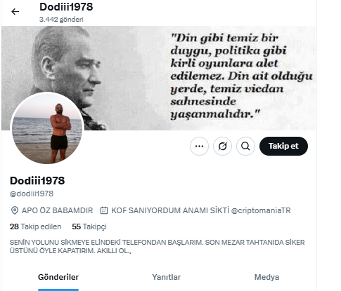 CriptomaniaTR's tweet photo. @dodiii1978 @ATADAN__ senden daha iyi amcık mı var göt lalesi. ne güzel yazmışsın apo öz babamdır diye. https://t.co/HZy7mElYRU