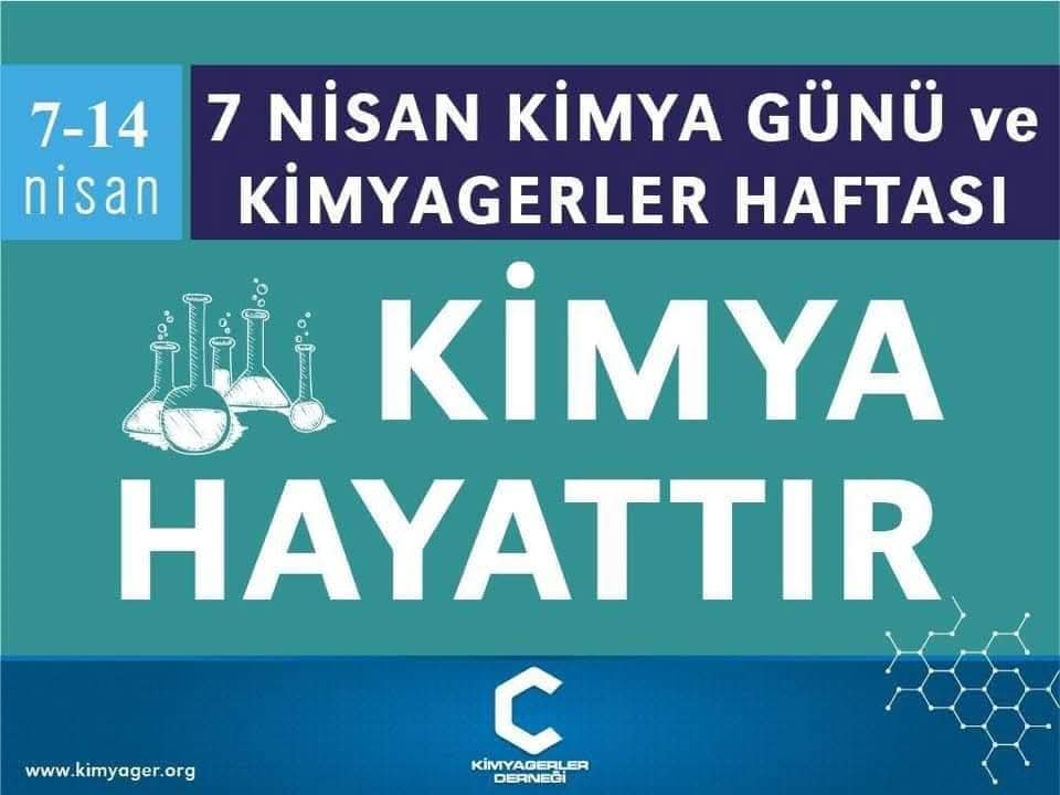 Tüm meslektaşlarımızın 7 Nisan kimya gününü ve 7-14 Nisan kimyagerler haftasını kutlarım.
#Kimya Hayattır...