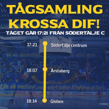 Supporterklubbe's tweet image. Imorgon åker vi till Hovet och du ska med.
Det finns biljetter på bortasitt kvar: difhockey.ebiljett.nu/campaign/showc…

Vi laddar upp tillsammans på Templet innan gemensam avfärd. 

SLUT UPP OCH SJUNG HÖGT.