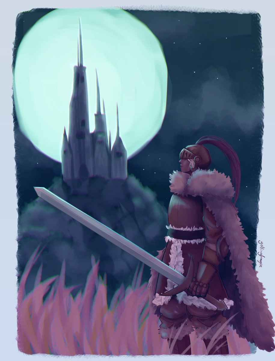 Travelling knight 🌕🏰
.
This was really fun to draw and kinda different for me! Was kinda feeling Elden Ring vibes from mr knight haha
.
.
#knight #colourpalette #castle #eldenringvibes #medibangpaintpro