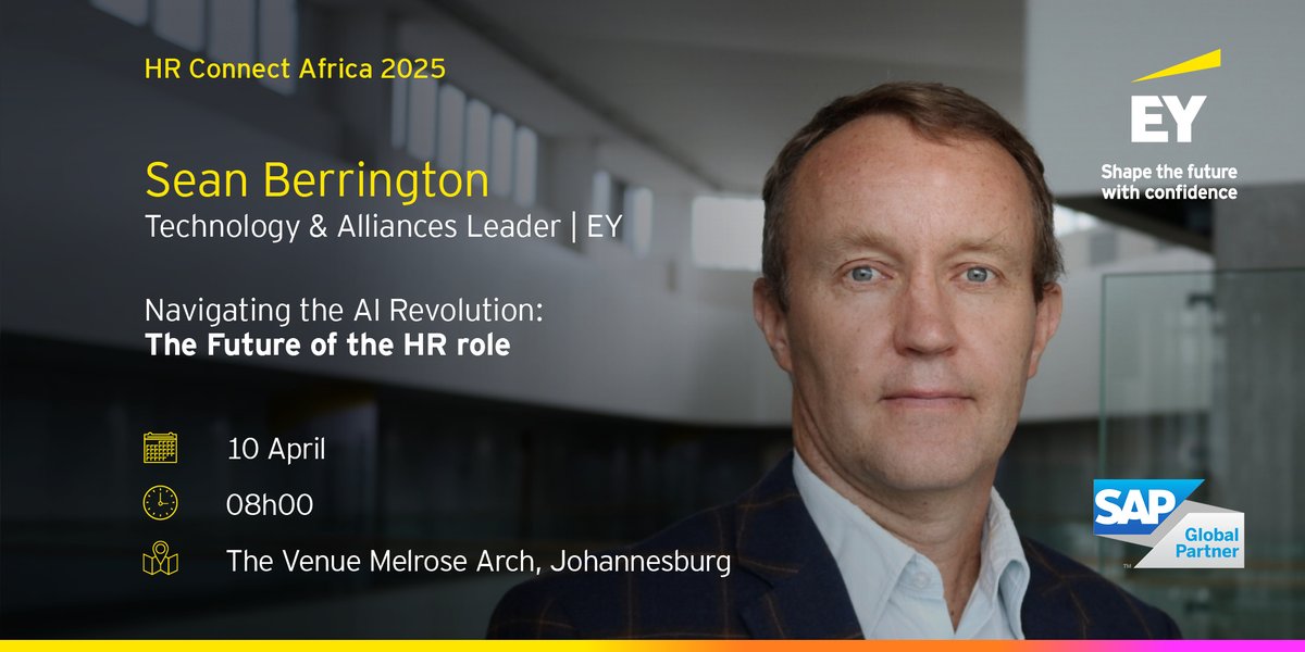 Join Sean Berrington, EY Technology &amp; Alliances Leader, at HR Connect 2025 for an engaging discussion on how AI is transforming the HR sector and essential frameworks to consider.

Register here: go.ey.com/4ll4vDc
