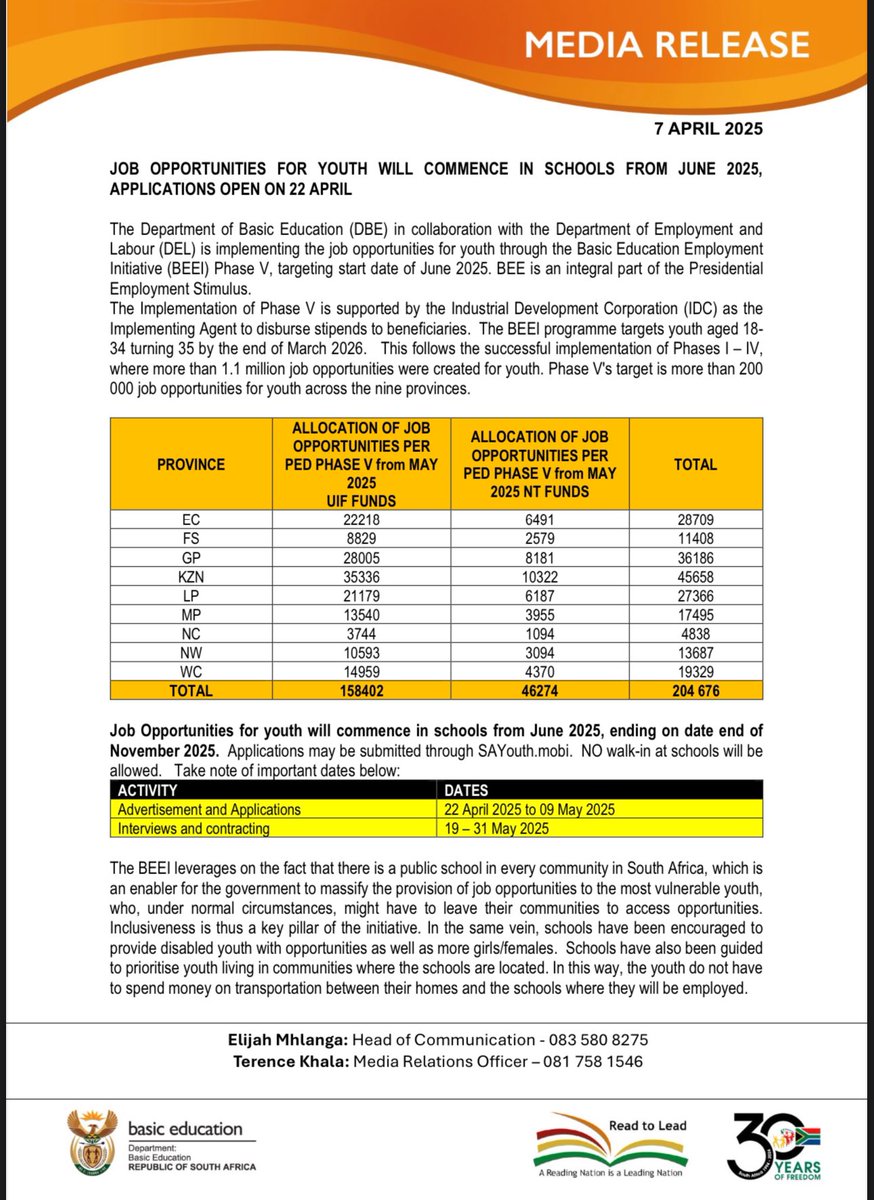 DBE_SA's tweet image. [MEDIA RELEASE] Applications for BEEI to open soon. Also see the criteria