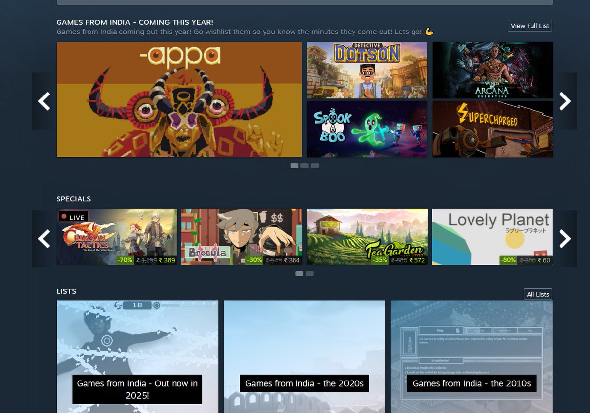 MegaApple (@megaapple18) on Twitter photo Discovered <a href="/gamedev_india/">Gamedev.in</a>, who are actively curating games made in India (or by Indian devs)
This is HUGE
store.steampowered.com/curator/346409โฆ Discovered <a href="/gamedev_india/">Gamedev.in</a>, who are actively curating games made in India (or by Indian devs)
This is HUGE
store.steampowered.com/curator/346409โฆ