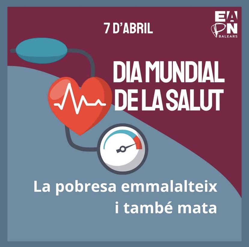 💊 Avui, Dia Mundial de la Salut, s’ha de recordar que la pobresa emmalalteix i també mata! 
Cal garantir que tothom, independentment de la seva situació administrativa i/o socioeconòmica, tingui accés a la salut i assistència mèdica! #EnXarxaSempreSumam