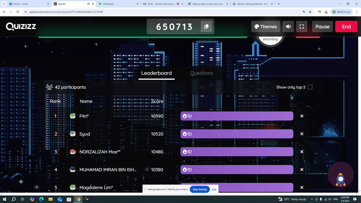 My teacher so happy to learn new feature in <a href="/quizizz/">Quizizz (now Wayground)</a>  (Quizziz AI and Lesson Interactive) and they enjoyed the game mode. As a Quizziz Super Trainer  I had successful train around 67 teaching around Malaysia. Empower teaching with Quizziz.