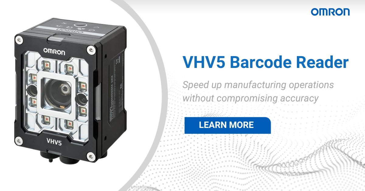 📢The long-awaited #OMRONVHV5 Barcode Reader is here! ⚡

Designed for rapid, reliable reading of barcodes and 2D codes, the VHV5 ensures seamless performance, even in the most demanding environments.
🔗 Find out more here: industrial.omron.eu/en/news-discov…

#BarcodeScanning
