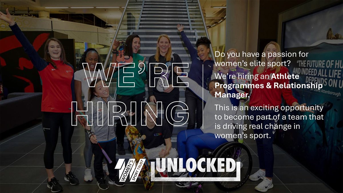 Do you have a passion for women’s elite sport? We’re hiring an Athlete Programmes &amp; Relationship Manager to lead our flagship athlete programme - Unlocked.

Here's the full job description:
womenssporttrust.com/join-our-team/