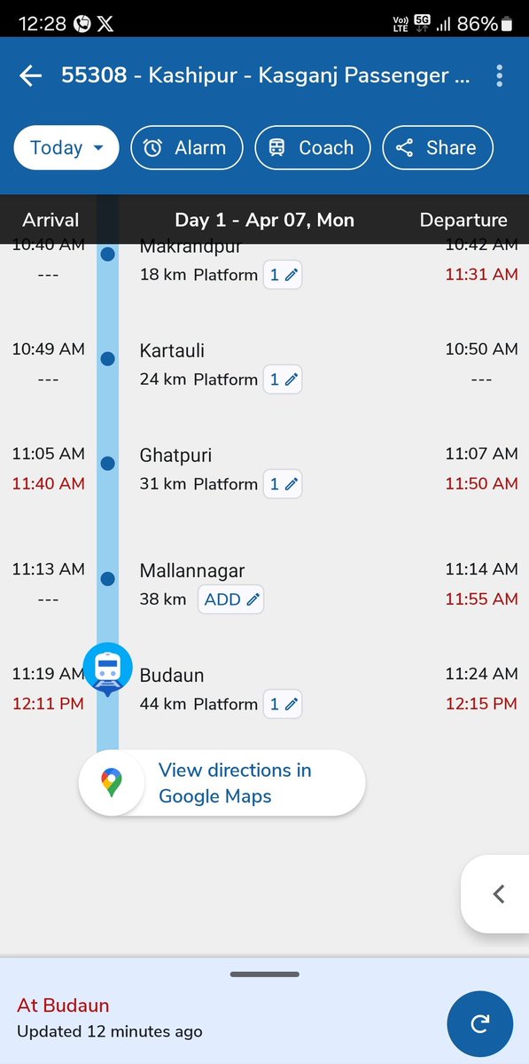 002rahulkashyap's tweet image. Breaking Bareilly 
रेलवे प्रशासन का बड़ा कारनामा,गूगल मैप के जरिए ट्रेन पहुंचा दी 12:11 पर बदायूँ स्टेशन 
बरेली जंक्शन पर दोपहर 12:13 मिनट होने के वाबजूद नही पहुंची  ट्रेन न0 - 55308 काशीपुर-कासगंज पैसेंजर ट्रेन का इंतजार कर रहे यात्रीगण @drm_mb @nerailwaygkp