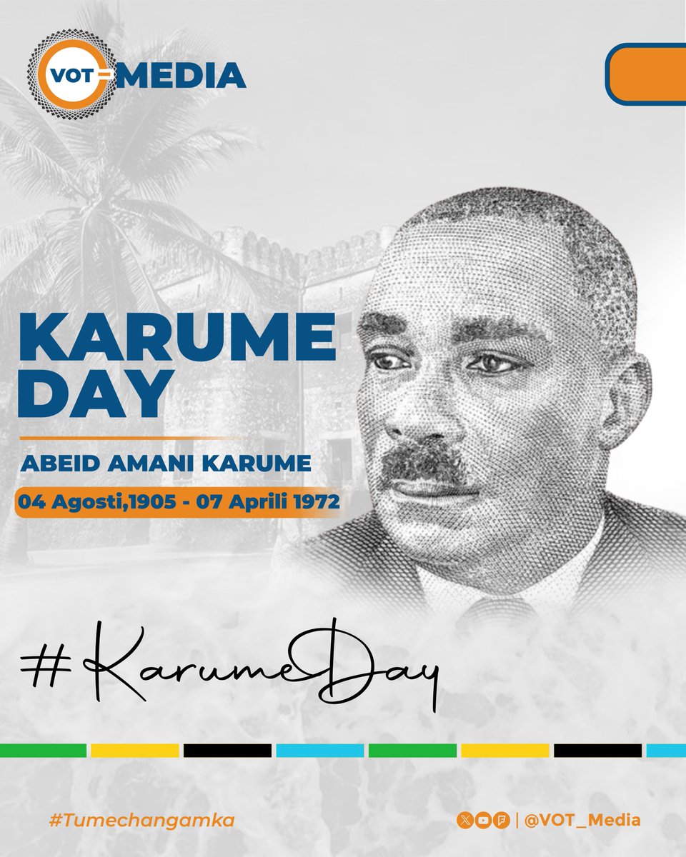 vot_media's tweet photo. Leo ni kumbukizi ya miaka 53 tangu kutokea kifo cha aiekua Rais wa kwanza wa Zanzibar.

Sheikh Abeid Amani Karume alizaliwa Agosti 4,1905, alifariki Dunia Aprili 07, 1972 baada ya kupigwa risasi katika Jengo la makao makuu ya Chama cha Afro Shirazi huko Kisiwandui, Zanzibar. https://t.co/kRT6ehpBjL