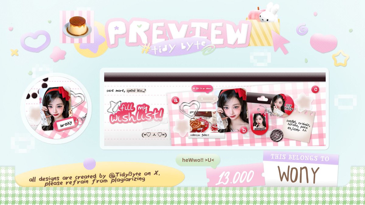 ♡  ࣪  / + help repost? thanks! ⊹  ׁ   ִ  ໒꒱

Rion ada layout Wonyoung / Wony foto terbaru yang bisa langsung ditake dengan price 13.000 >.< Avail untuk retext juga ne! __ 🍓 

#zonauang #zonajajan